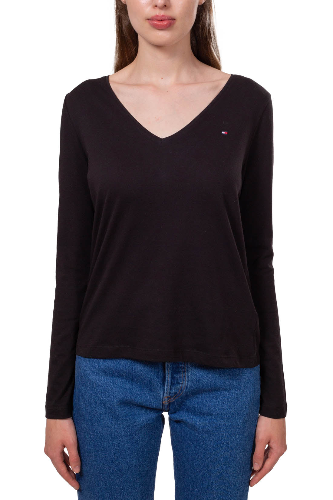 TOMMY HILFIGER - Women's basic relaxed v-neck T-shirt  - Size XS-1